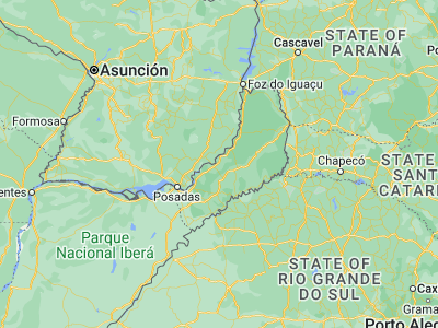 Map showing location of Ruiz de Montoya (-26.98333, -55.05)