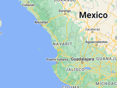 Map showing location of Ruiz (21.95107, -105.14383)