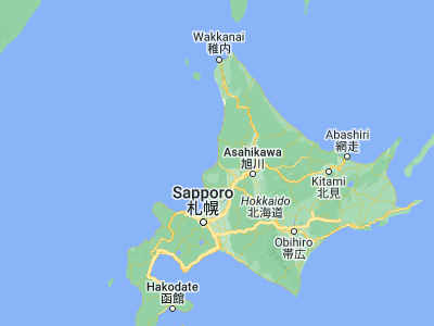 Map showing location of Rumoi (43.93444, 141.64278)