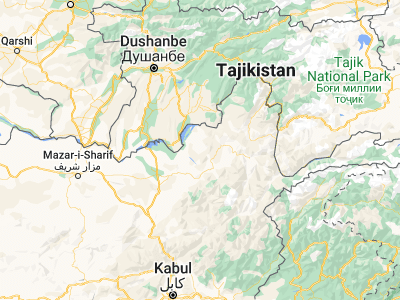 Map showing location of Rustāq (37.12604, 69.83045)
