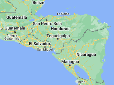 Map showing location of Sabanagrande (13.80778, -87.25917)