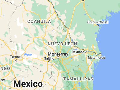 Map showing location of Sabinas Hidalgo (26.50358, -100.18187)