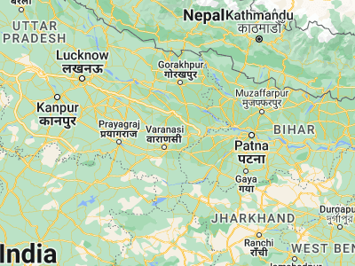 Map showing location of Sādāt (25.67266, 83.30397)
