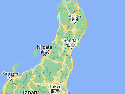 Map showing location of Sagae (38.3725, 140.2725)