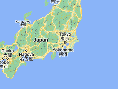 Map showing location of Sagamihara (35.55306, 139.35444)
