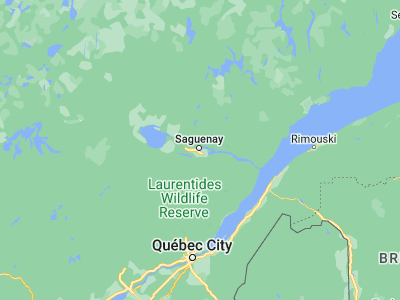 Map showing location of Saguenay (48.41675, -71.06573)