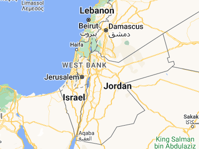 Map showing location of Saḩāb (31.87207, 36.00501)