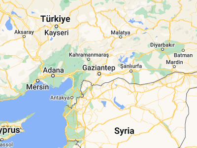 Map showing location of Şahinbey (37.04836, 37.34371)