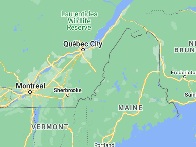 Map showing location of Saint-Côme--Linière (46.06677, -70.51573)