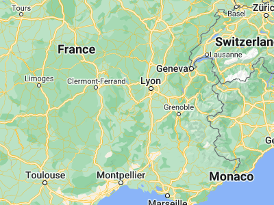 Map showing location of Saint-Étienne (45.43333, 4.4)