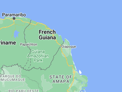 Map showing location of Saint-Georges-de-l'Oyapock (3.9, -51.8)