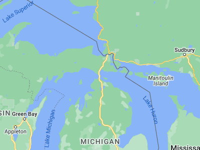 Map showing location of Saint Ignace (45.86862, -84.72783)