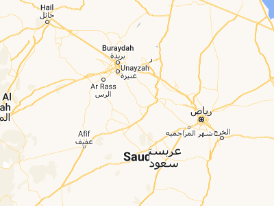 Map showing location of Sājir (25.18251, 44.59964)
