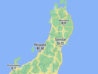 Map showing location of Sakata (38.91667, 139.855)