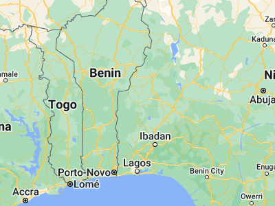 Map showing location of Saki (8.66667, 3.38333)