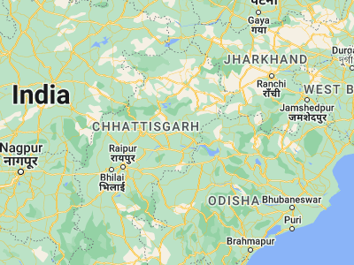 Map showing location of Sakti (22.03333, 82.96667)