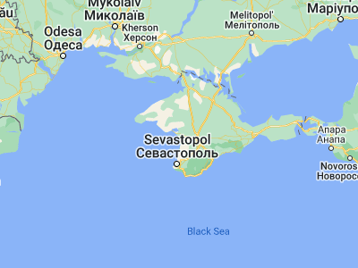 Map showing location of Saky (45.13424, 33.59996)