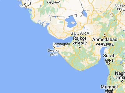 Map showing location of Salāya (22.31667, 69.6)
