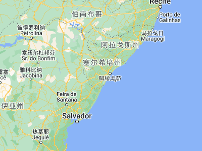 Map showing location of Salgado (-11.03194, -37.475)