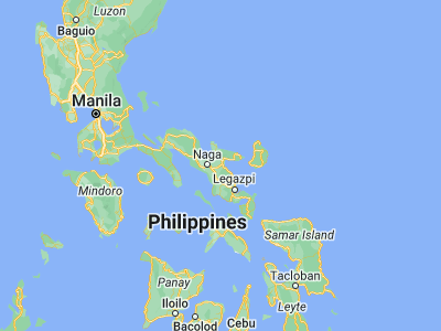 Map showing location of Salvacion (13.6017, 123.4738)