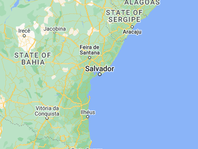 Map showing location of Salvador (-12.97111, -38.51083)