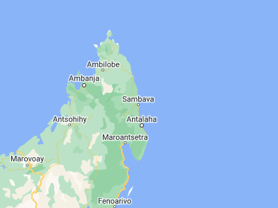 Map showing location of Sambava (-14.26667, 50.16667)