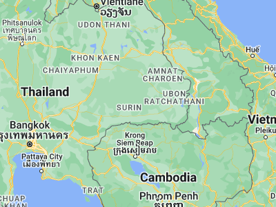 Map showing location of Samrong Thap (15.02258, 103.93631)