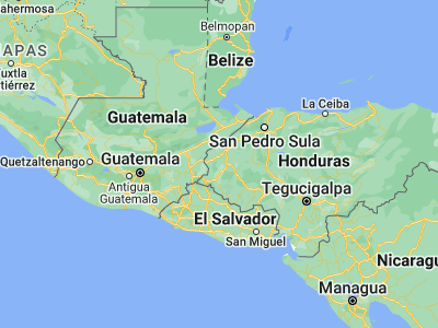 Map showing location of San Agustín (14.81667, -88.93333)