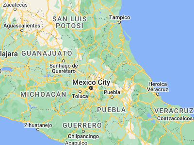 Map showing location of San Agustín Tlaxiaca (20.11667, -98.88333)
