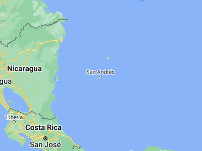 Map showing location of San Andrés (12.58472, -81.70056)