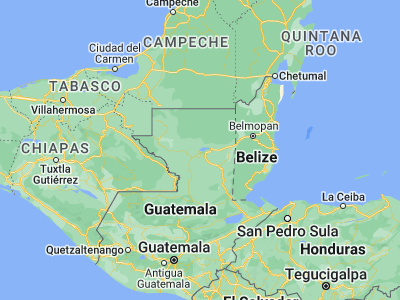Map showing location of San Andrés (16.96667, -89.91667)