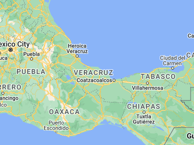 Map showing location of San Andrés Tuxtla (18.4487, -95.21327)