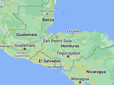 Map showing location of San Antonio de Cortés (15.11667, -88.03333)