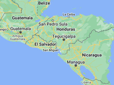 Map showing location of San Antonio del Norte (13.88444, -87.70306)