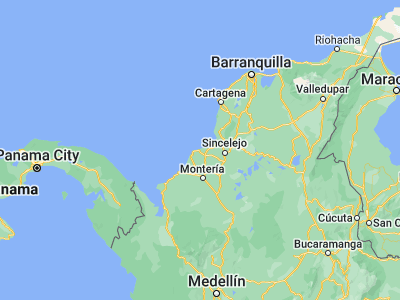 Map showing location of San Bernardo del Viento (9.3533, -75.95244)