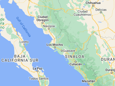 Map showing location of San Blas (26.08019, -108.76107)