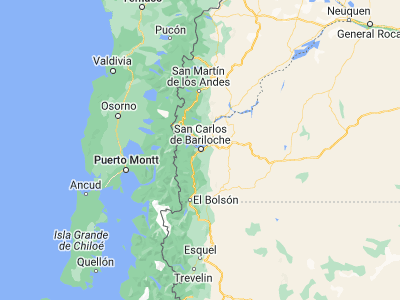 Map showing location of San Carlos de Bariloche (-41.14557, -71.30822)
