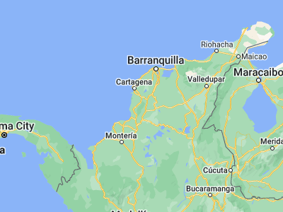 Map showing location of San Cristóbal (9.87809, -75.25248)