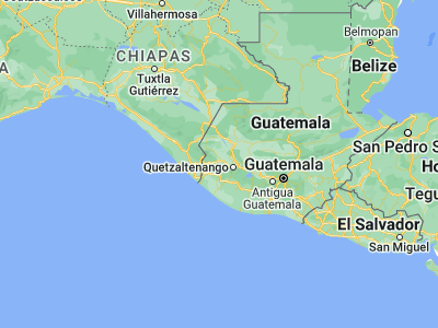 Map showing location of San Cristóbal Cucho (14.9, -91.78333)