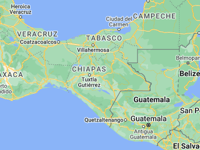 Map showing location of San Cristóbal de Las Casas (16.73788, -92.63819)