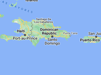 Map showing location of San Cristóbal (18.41667, -70.1)