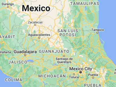 Map showing location of San Diego de la Unión (21.46667, -100.86667)
