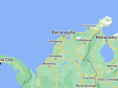 Map showing location of San Estanislao (10.39833, -75.15111)