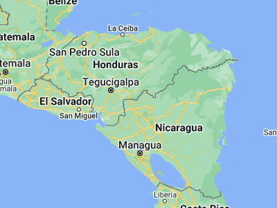 Map showing location of San Fernando (13.6772, -86.3153)