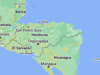 Map showing location of San Francisco de Becerra (14.63333, -86.1)