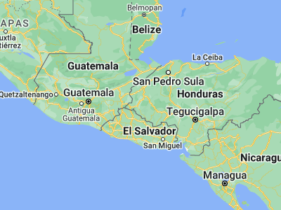 Map showing location of San Francisco de Cones (14.51667, -88.9)