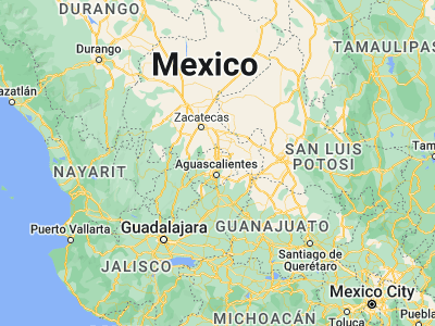 Map showing location of San Francisco de los Romos (22.08333, -102.26667)