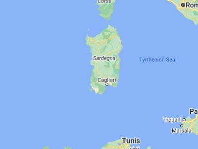 Map showing location of San Gavino Monreale (39.55139, 8.79167)