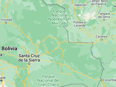 Map showing location of San Ignacio de Velasco (-16.36667, -60.95)