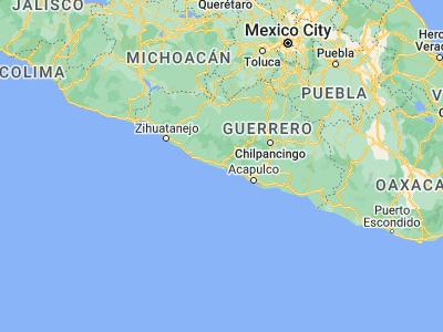 Map showing location of San Jerónimo de Juárez (17.13674, -100.46832)